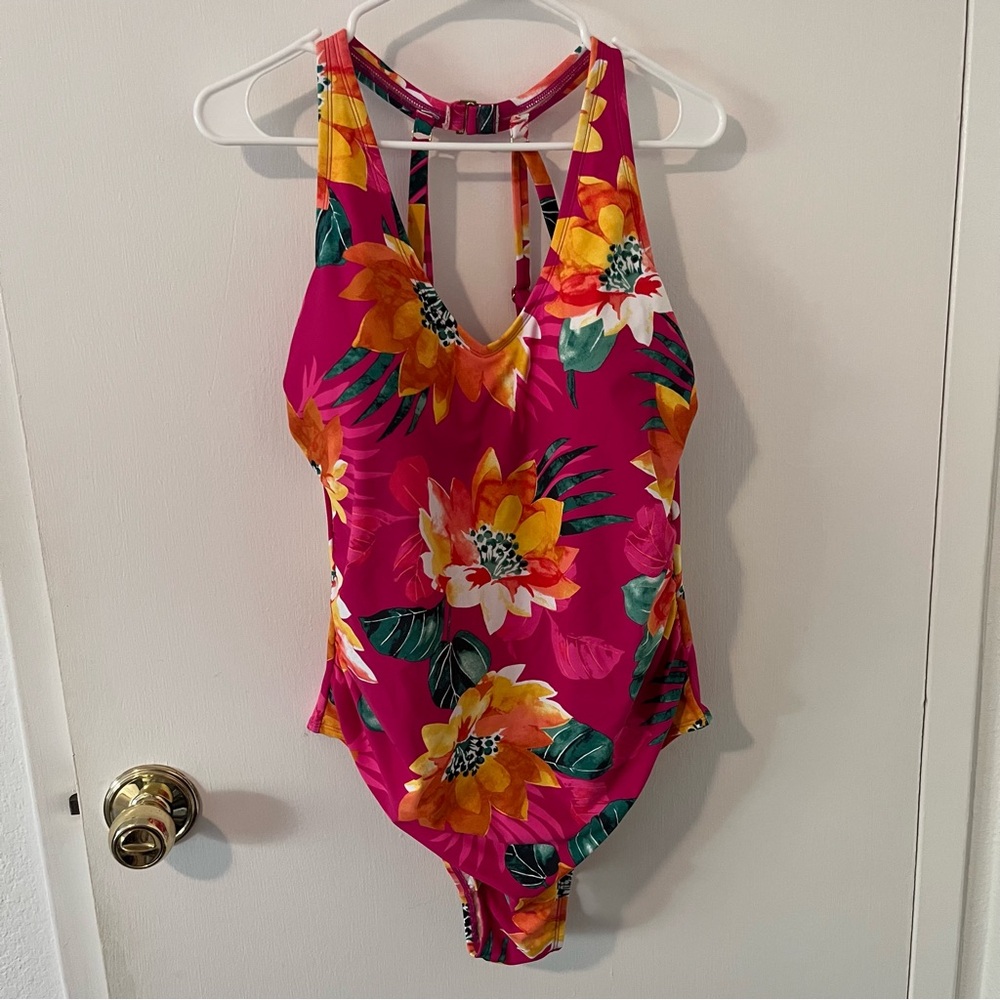 New Kona Sol Tropical Floral One Piece Swimsuit Bathing Suit Women’s 18W Plus - Picture 2 of 9